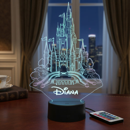 Lámpara LED Castillo Inspirado en Disney Personalizada – Luz RGB con Nombre
