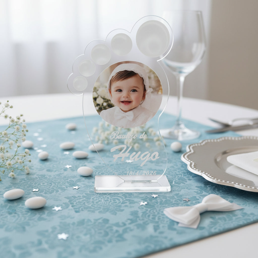 Detalle de Bautizo Personalizado en Metacrilato con Foto – Huella Bebé