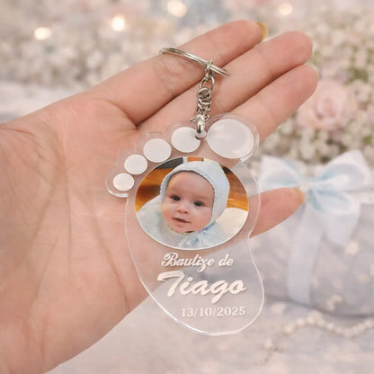Llavero Huella Bebé Personalizado con Foto | Detalle de Bautizo para Invitados