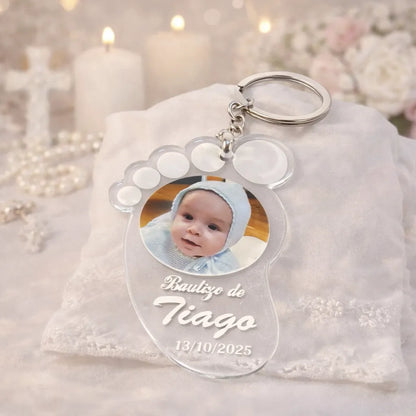 Llavero Huella Bebé Personalizado con Foto | Detalle de Bautizo para Invitados