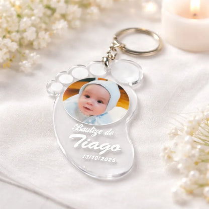 Llavero Huella Bebé Personalizado con Foto | Detalle de Bautizo para Invitados