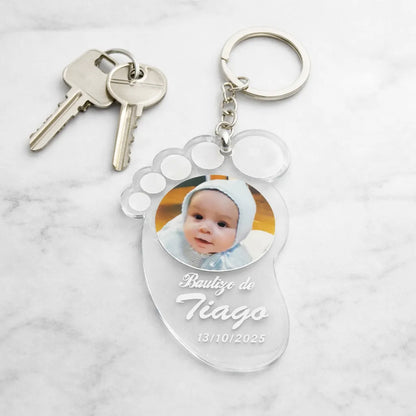 Llavero Huella Bebé Personalizado con Foto | Detalle de Bautizo para Invitados