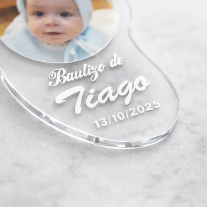 Llavero Huella Bebé Personalizado con Foto | Detalle de Bautizo para Invitados