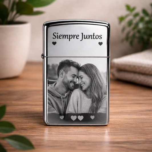 Mechero Personalizado con Foto y Texto Grabado a Láser