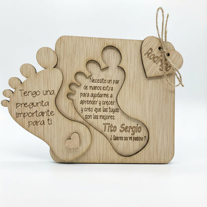 Regalo personalizado para pedir padrino o madrina en madera