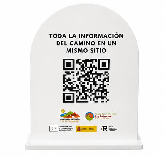 Expositor QR personalizado de sobremesa en metacrilato blanco
