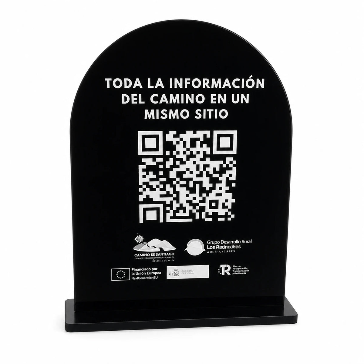 Expositor QR personalizado de sobremesa en metacrilato blanco